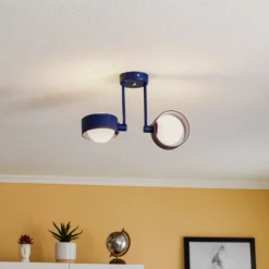 Plafón Mado de acero, azul, 2 luces