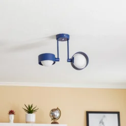 Plafón Mado de acero, azul, 2 luces