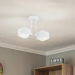 Plafón Mado de acero, blanco, 2 luces