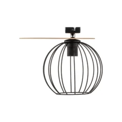 Plafón Malin, pantalla redonda de madera, 1 luz