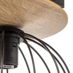 Plafón Malin, pantalla redonda de madera, 1 luz