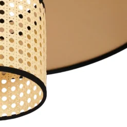 Plafón Manila, color dorado, ratán, Ø 50 cm