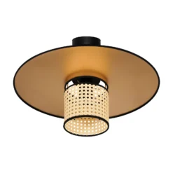 Plafón Manila, color dorado, ratán, Ø 50 cm