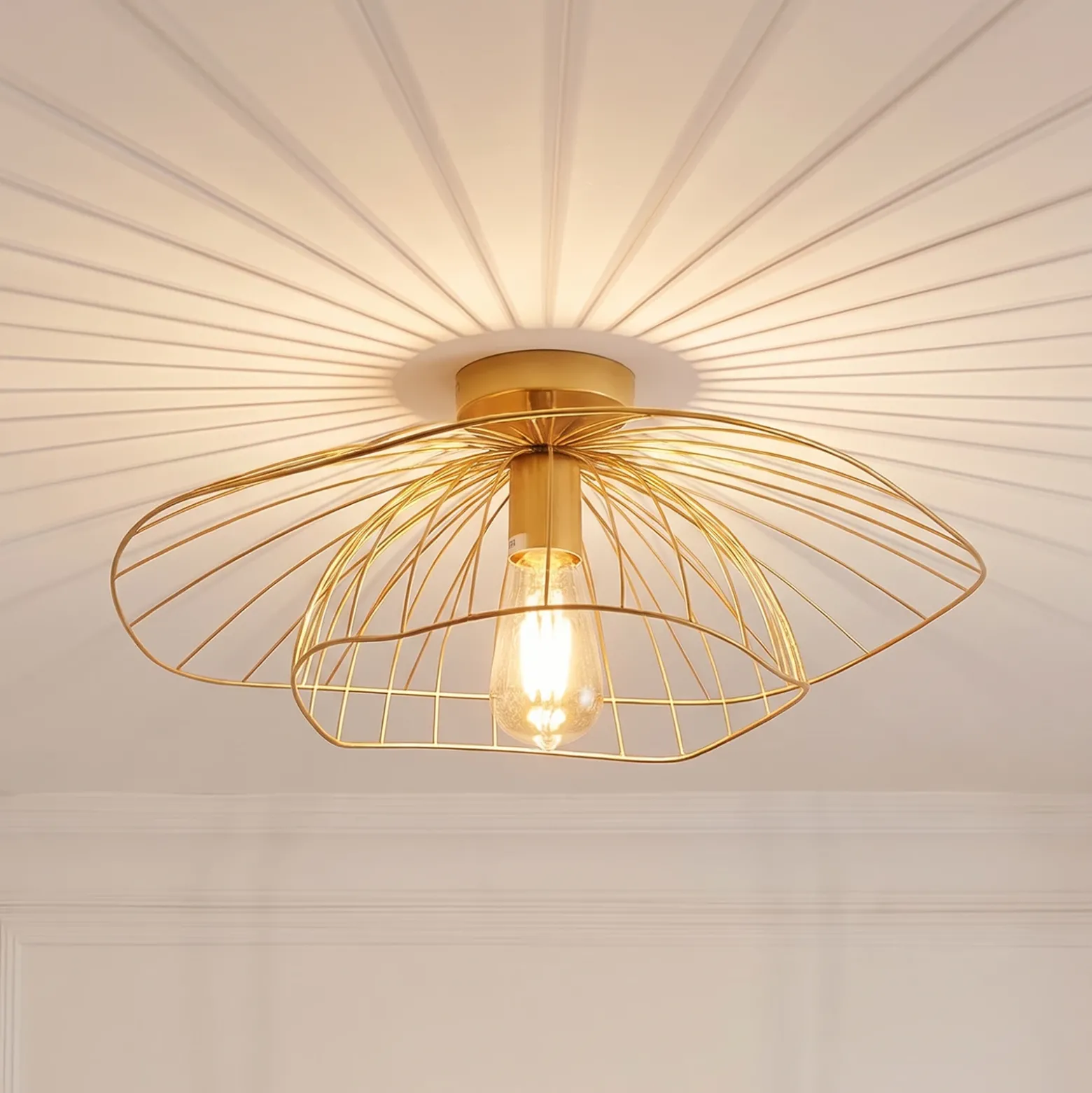 Plafón Mantar, color dorado, Ø 52 cm, metal, E27