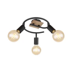 Plafón Martha con madera, espiral 3 luces