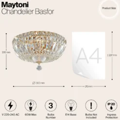 Plafón Maytoni Basfor, dorado, Ø 30 cm, 3 x E14