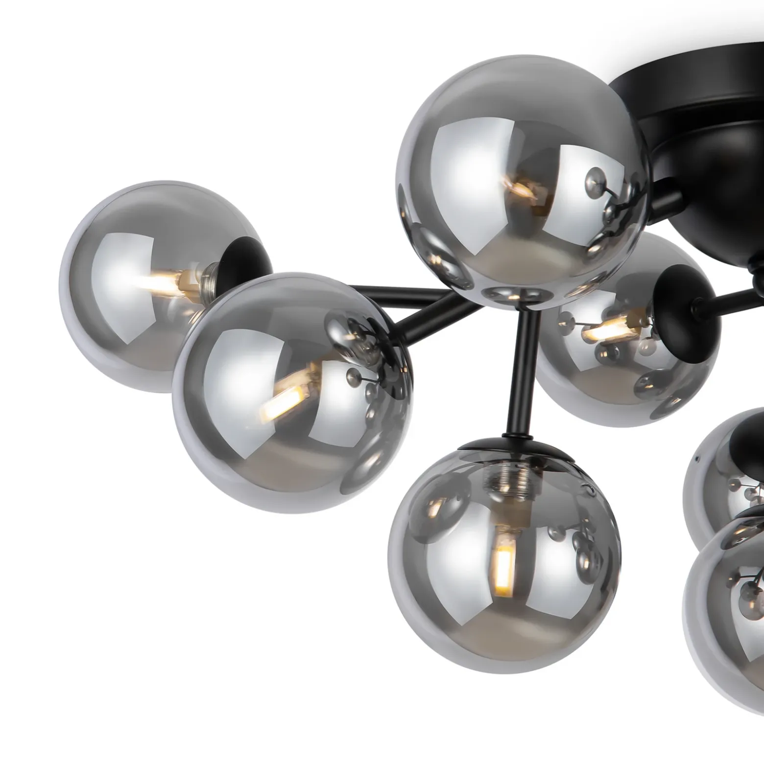 Plafón Maytoni Dallas, cristal negro/gris humo 12 luces