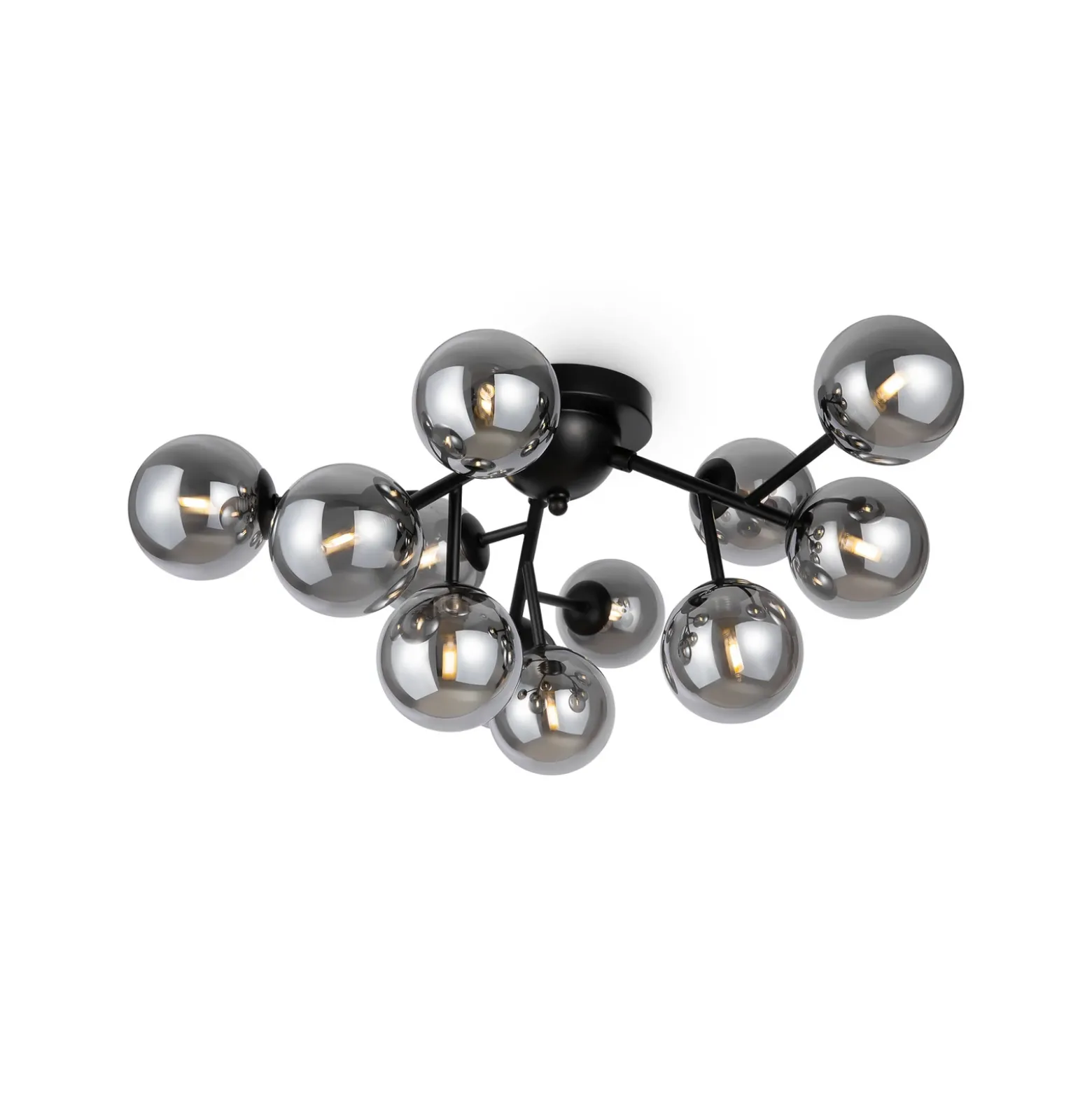 Plafón Maytoni Dallas, cristal negro/gris humo 12 luces