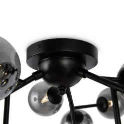 Plafón Maytoni Dallas, cristal negro/gris humo 12 luces
