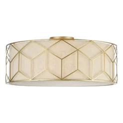 Plafón Maytoni Messina, Ø 57 cm, beige, lino