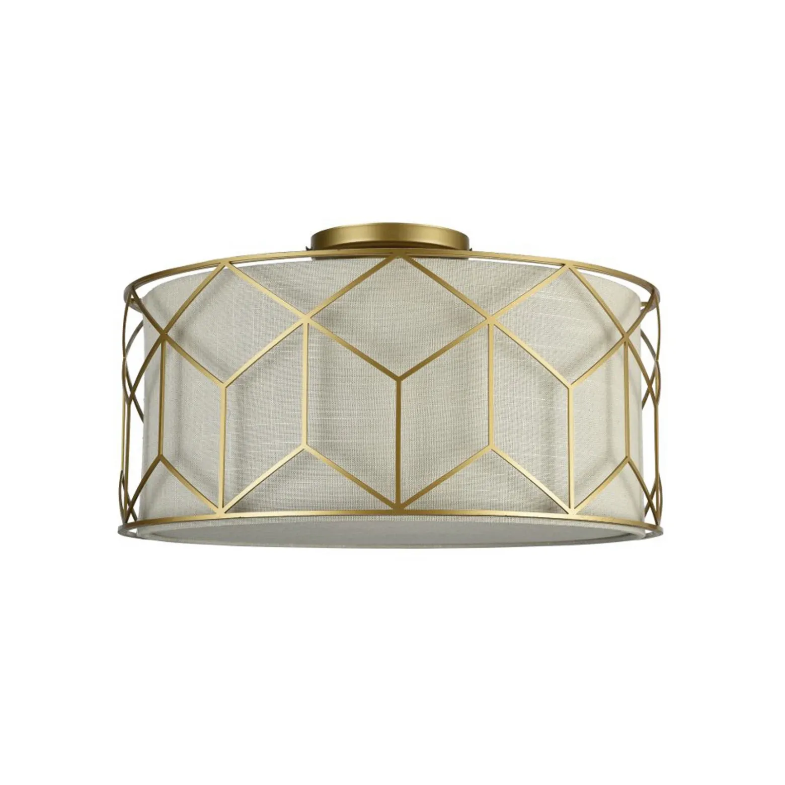 Plafón Maytoni Messina, Ø 43 cm, beige, lino