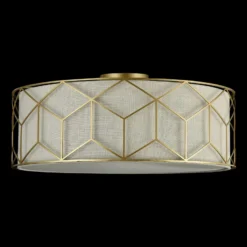 Plafón Maytoni Messina, Ø 57 cm, beige, lino