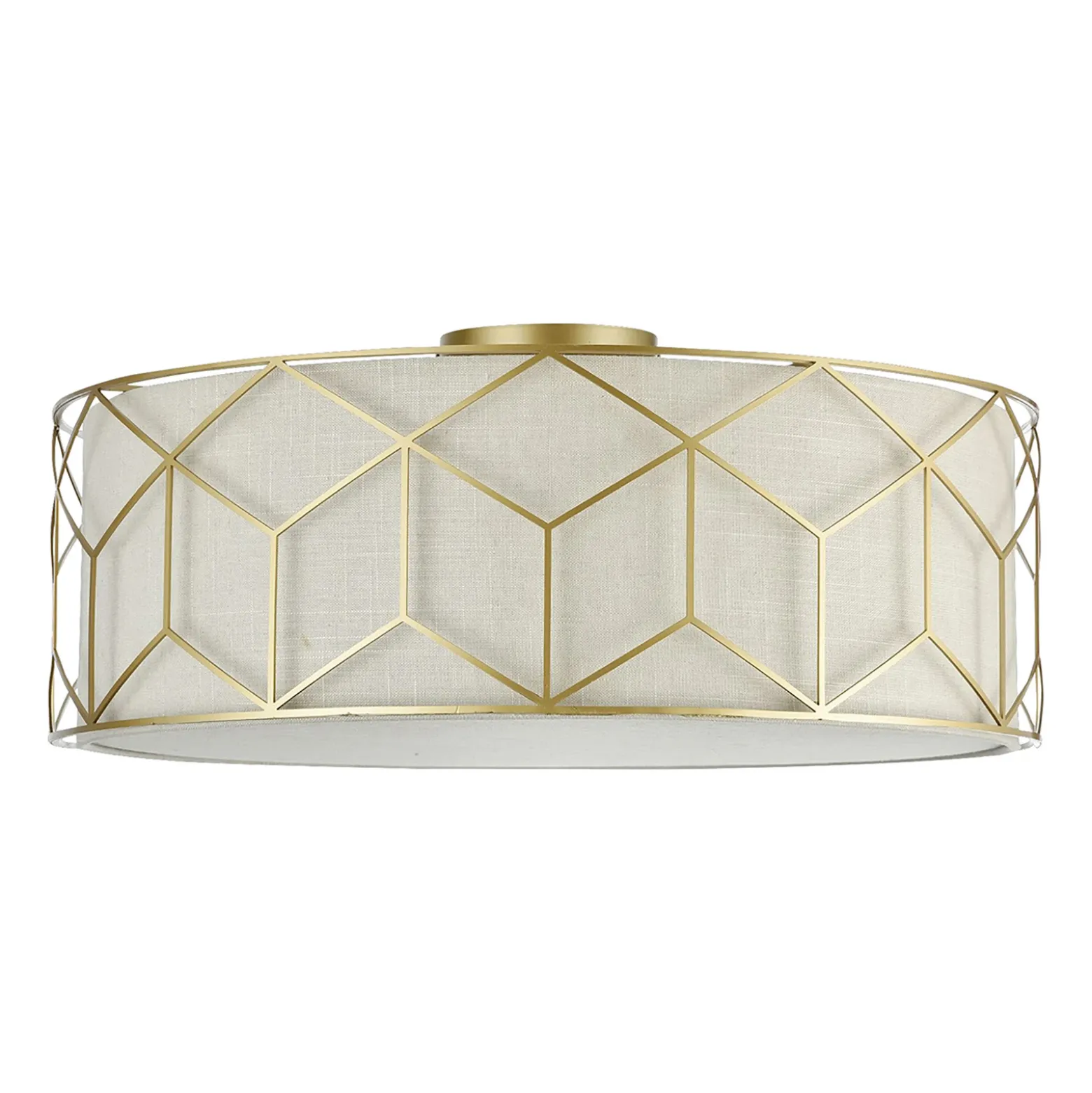 Plafón Maytoni Messina, Ø 57 cm, beige, lino
