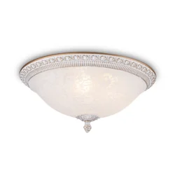 Plafón Maytoni Pascal, blanco/oro, Ø 35 cm cristal/metal