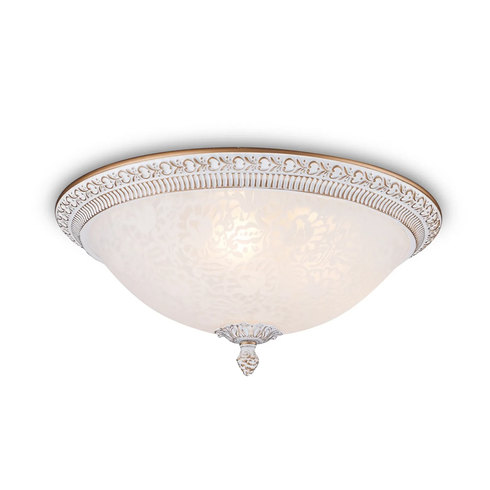 Plafón Maytoni Pascal, blanco/oro, Ø 35 cm cristal/metal
