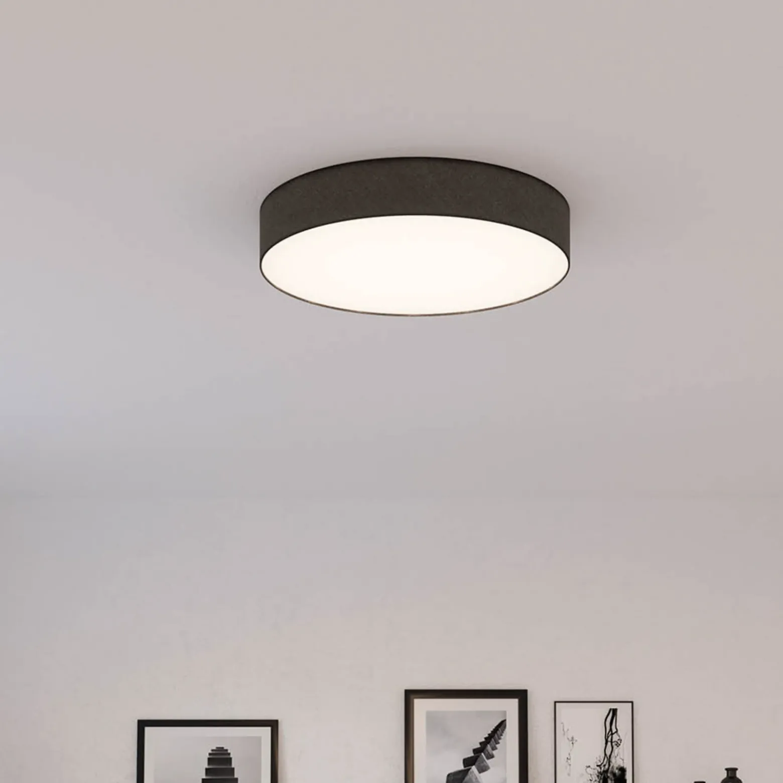Plafón Mia, negro, Ø 60 cm