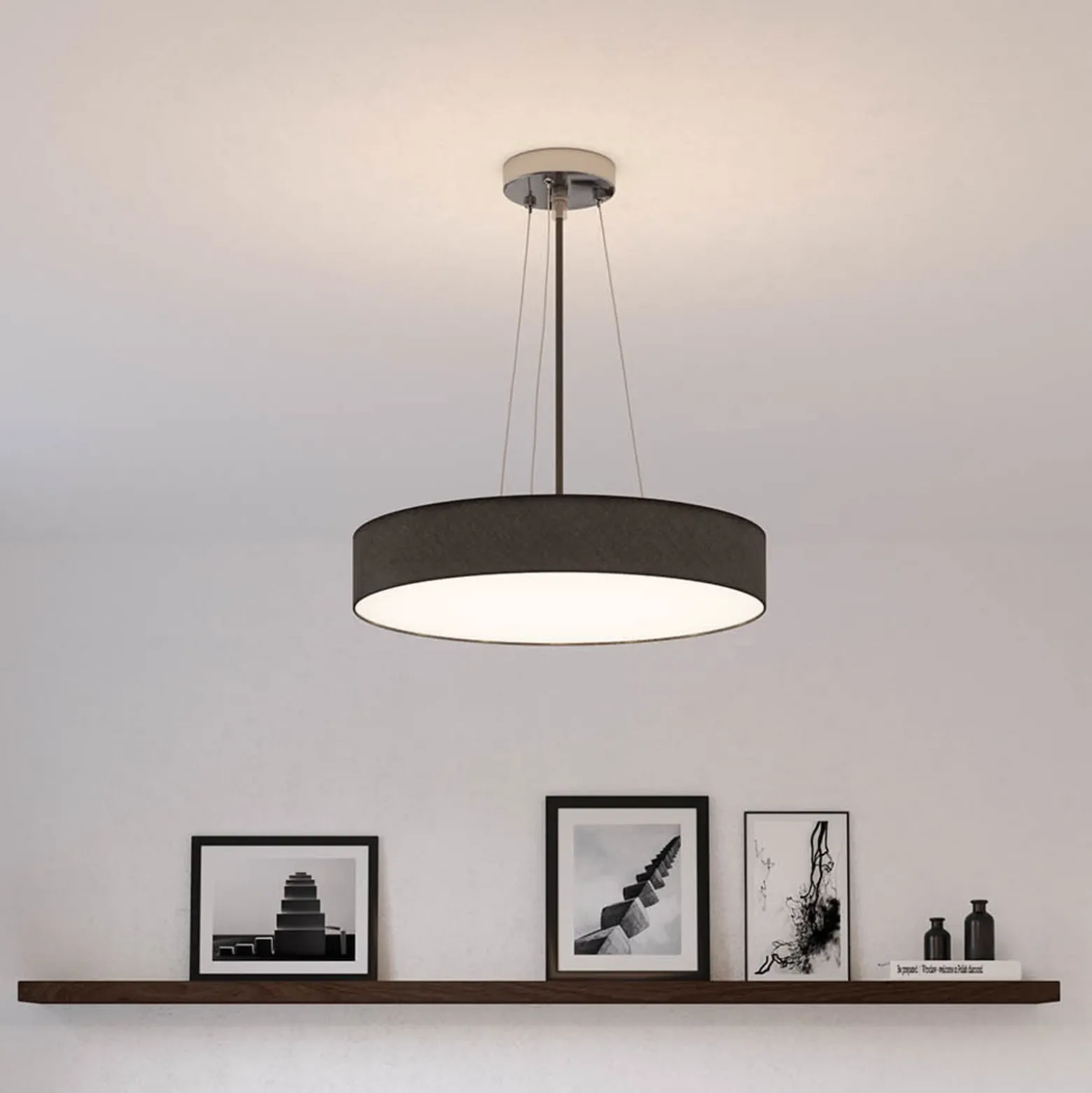 Plafón Mia, negro, Ø 60 cm