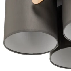 Plafón Mis, gris con oso de madera, 3 luces