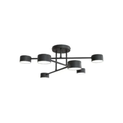 Plafón Modus 6, acero, 6 luces, GX53, negro