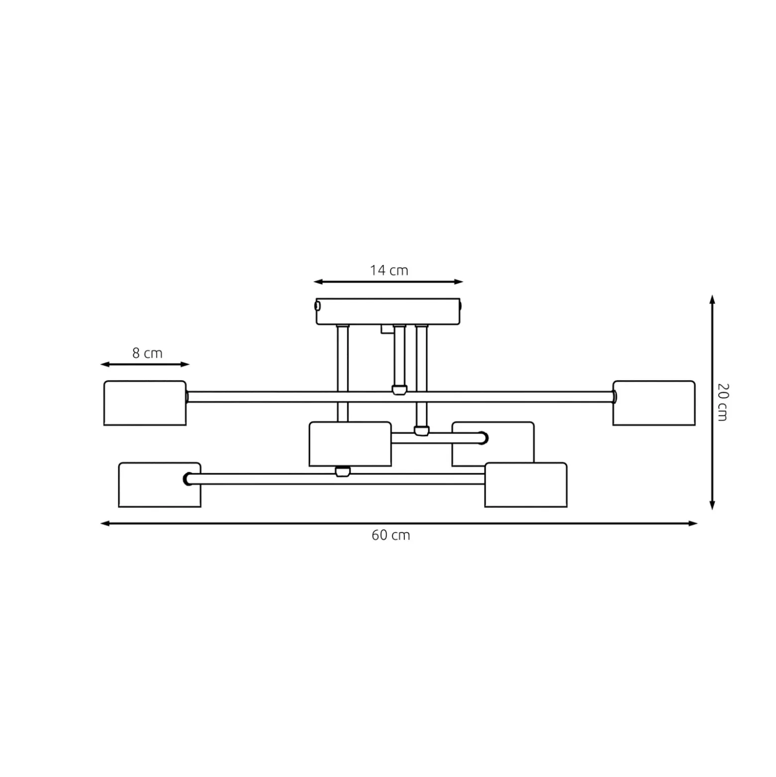 Plafón Modus 6, acero, 6 luces, GX53, negro