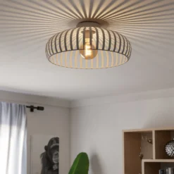 Plafón Mogano 3, beige, Ø 43 cm, metal, E27