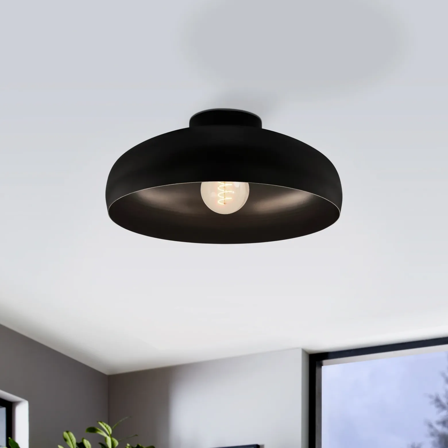 Plafón Mogano, Ø 40 cm, negro, acero