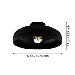 Plafón Mogano, Ø 40 cm, negro, acero