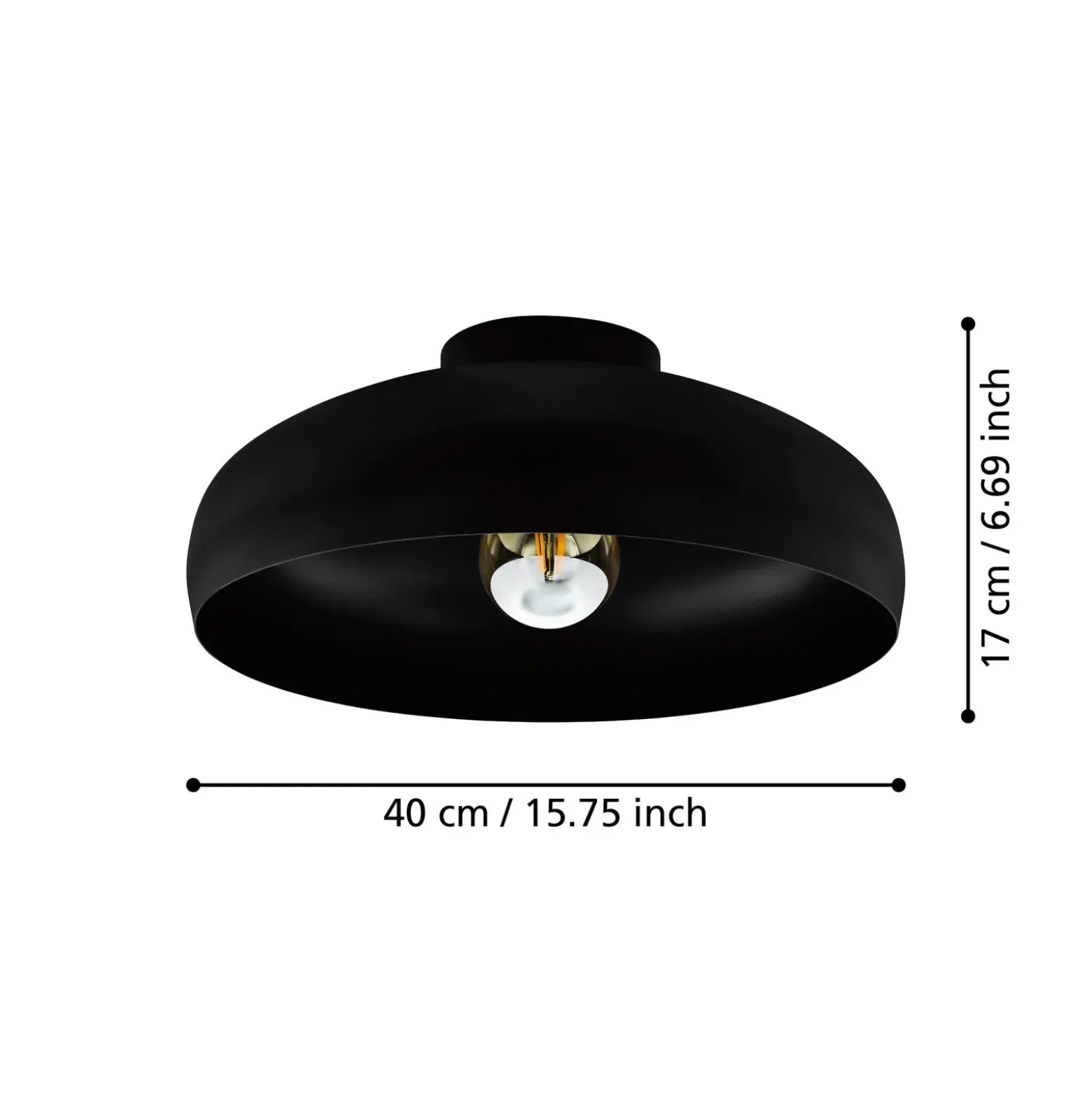 Plafón Mogano, Ø 40 cm, negro, acero