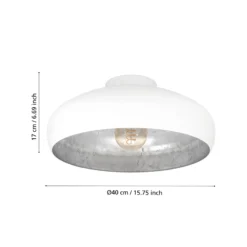 Plafón Mogano de metal, Ø40cm, blanco