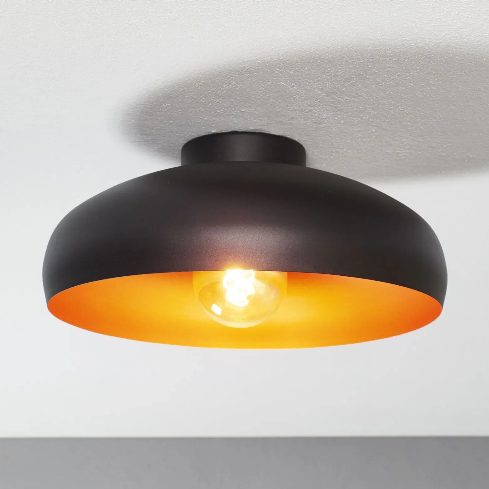 Plafón Mogano de metal, Ø40cm, negro