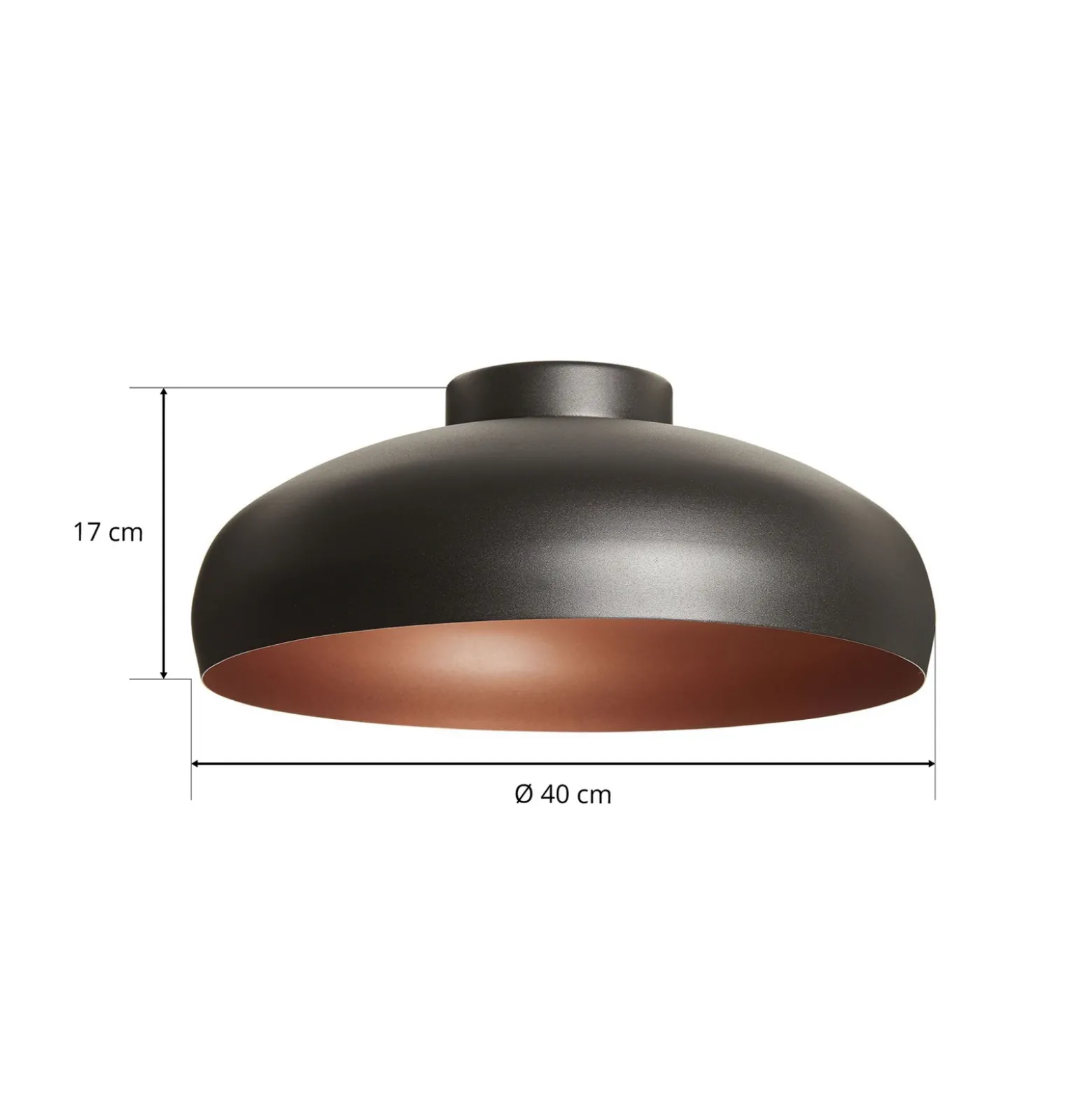 Plafón Mogano de metal, Ø40cm, negro