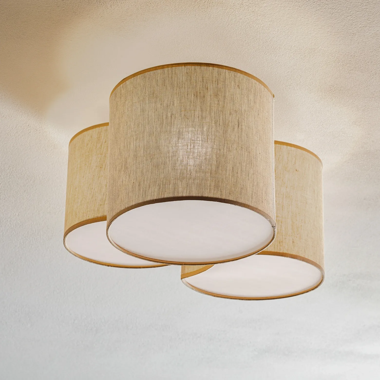 Plafón Mona Nature, 3 luces, lino natural