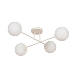 Plafón Moon, 80 cm, 4 luces, color arena, cristal, E27