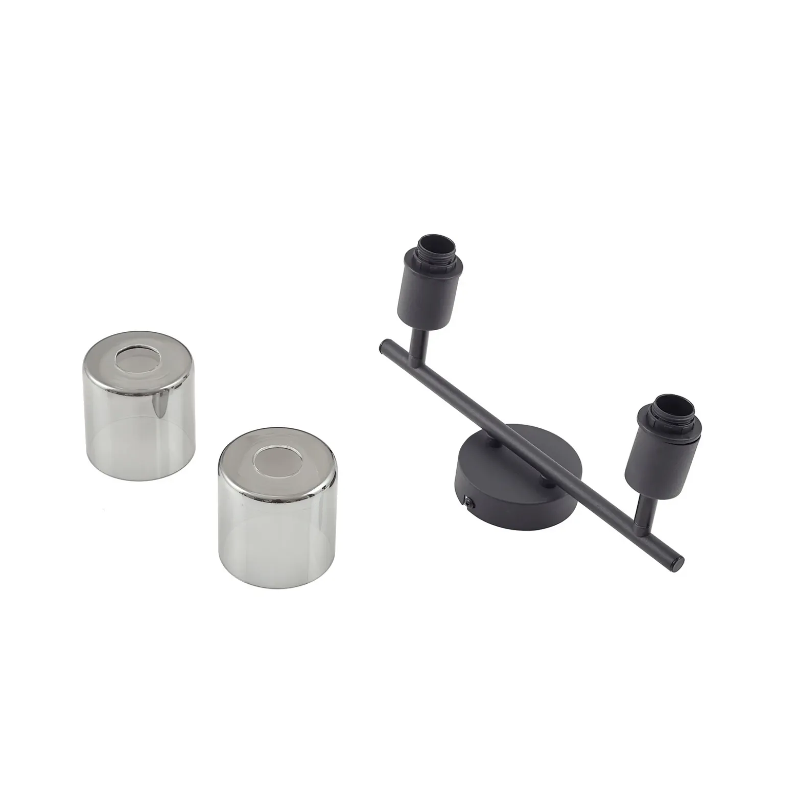 Plafón Netty de Lindby, 4 luces, gris, cristal
