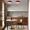 Plafón Olli, Ø 40 cm, rojo/blanco, metal, E27