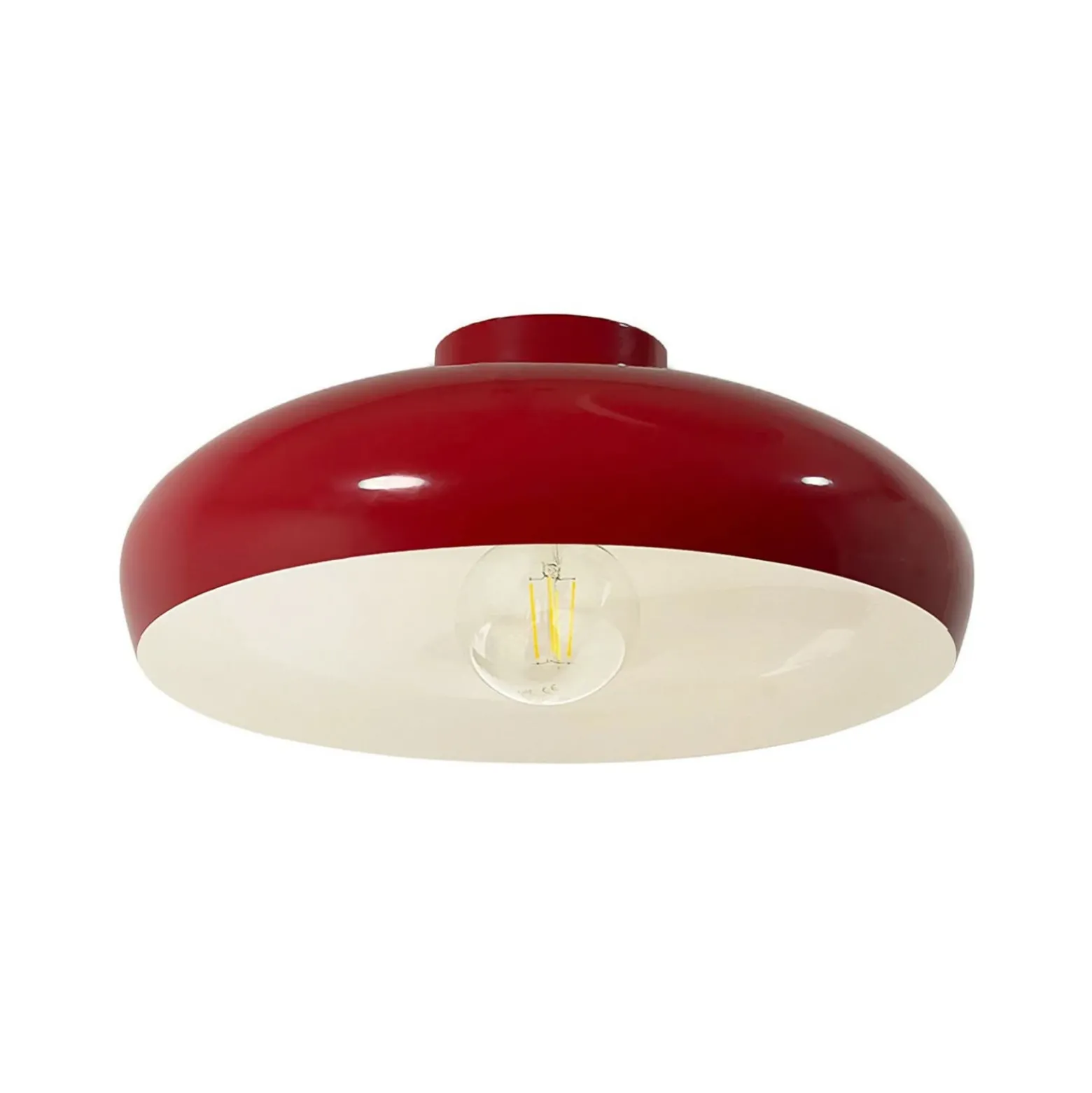 Plafón Olli, Ø 40 cm, rojo/blanco, metal, E27