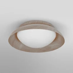 Plafón ORBIS Milan de OSRAM, madera, Ø 31 cm, metal/vidrio