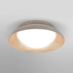 Plafón ORBIS Milan de OSRAM, madera, Ø 31 cm, metal/vidrio