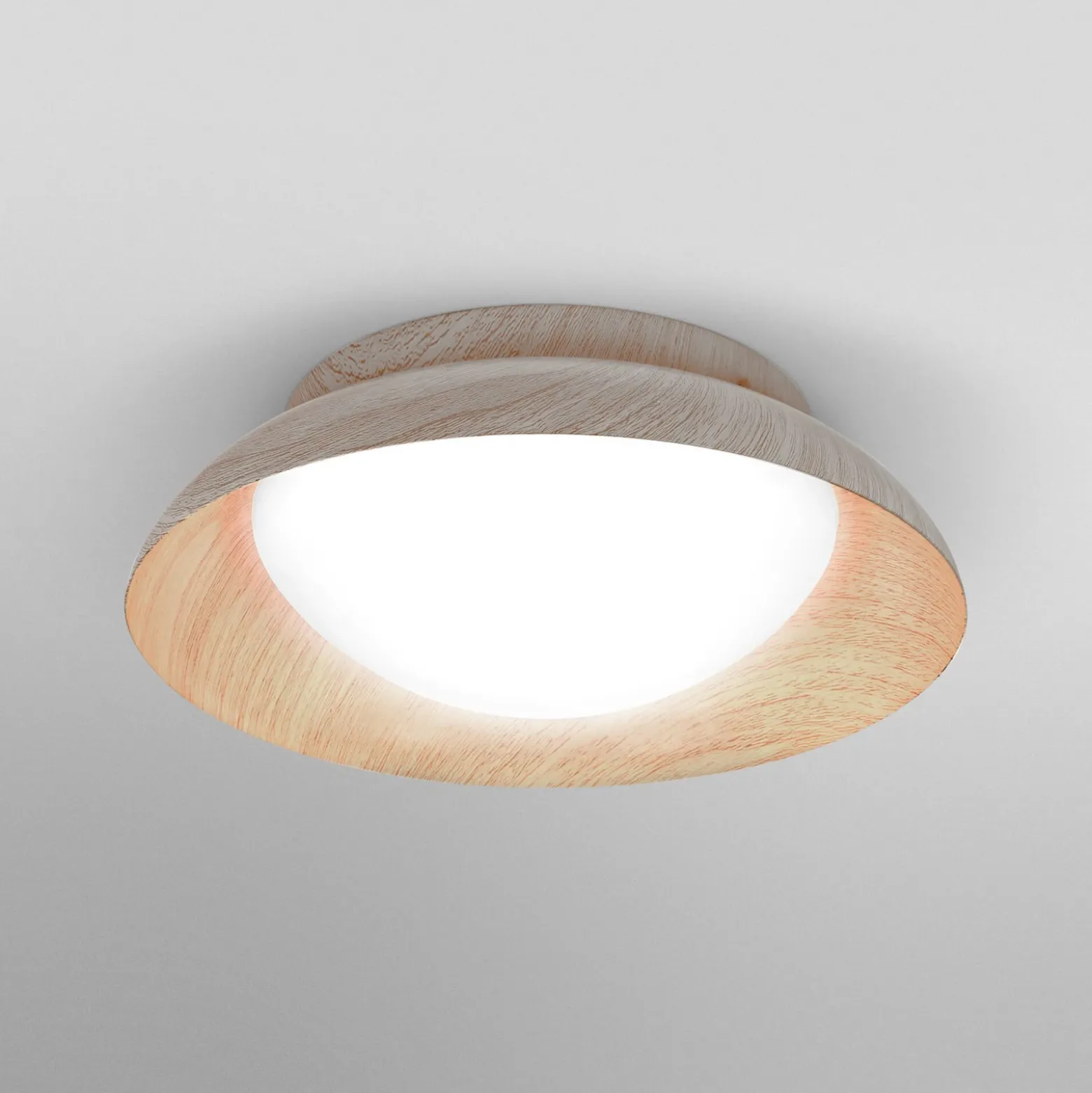 Plafón ORBIS Milan de OSRAM, madera, Ø 31 cm, metal/vidrio