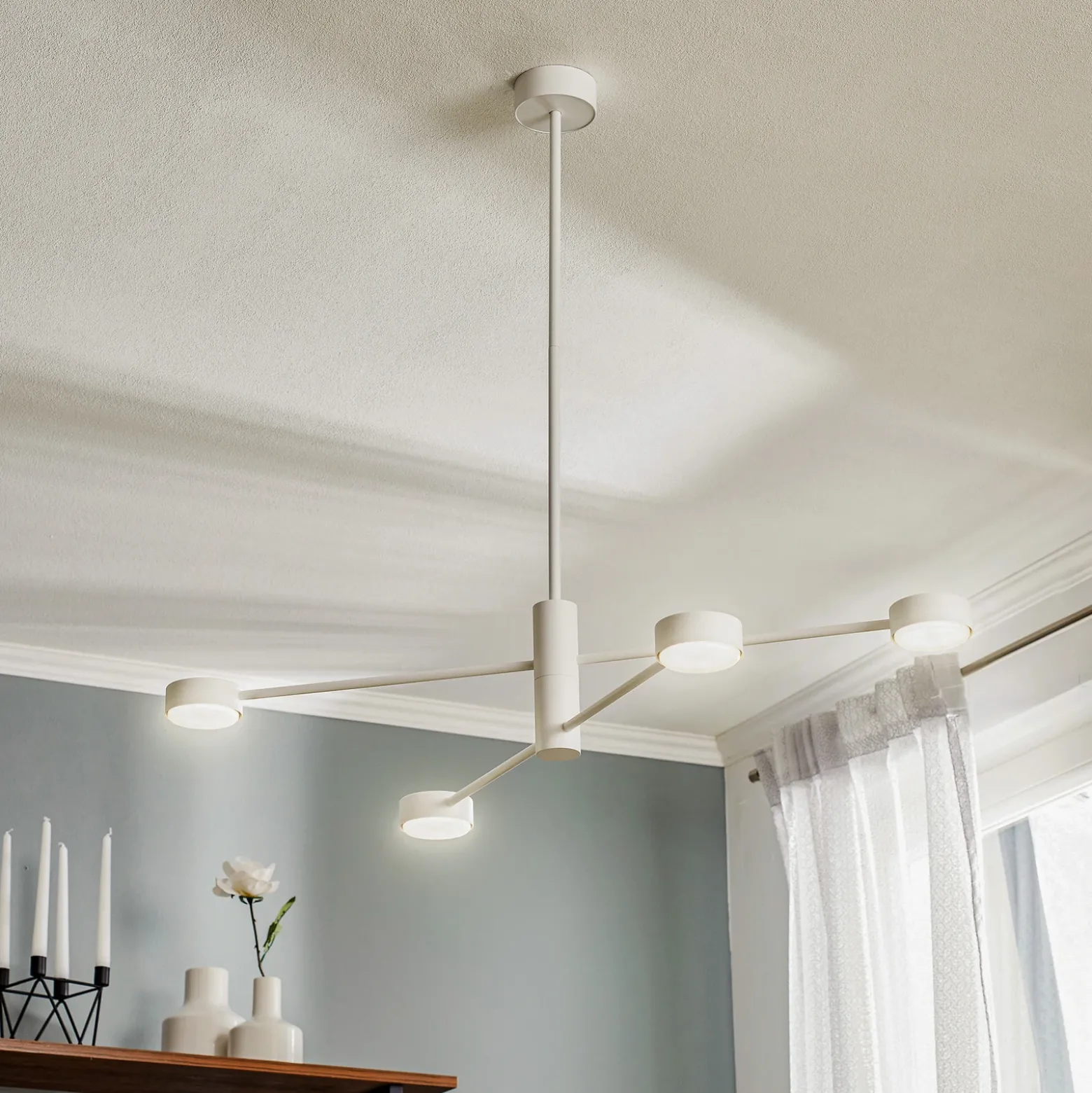 Plafón Orbit IV, blanco, 4 luces