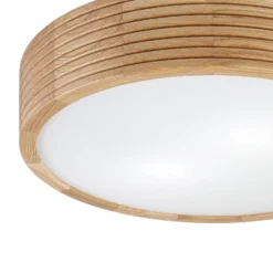 Plafón Oro, madera de roble/cristal, Ø 38 cm, E27