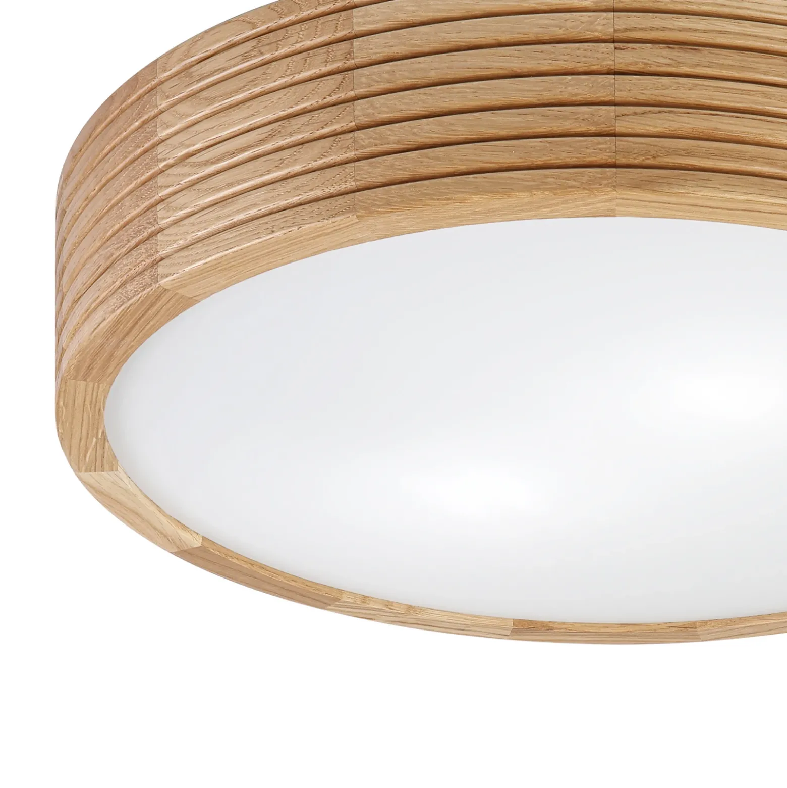 Plafón Oro, madera de roble/cristal, Ø 38 cm, E27