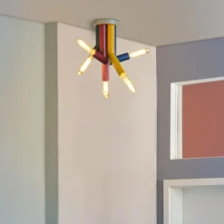Plafón OSRAM Decor Straw, 5 luces, acero, multicolor, E27
