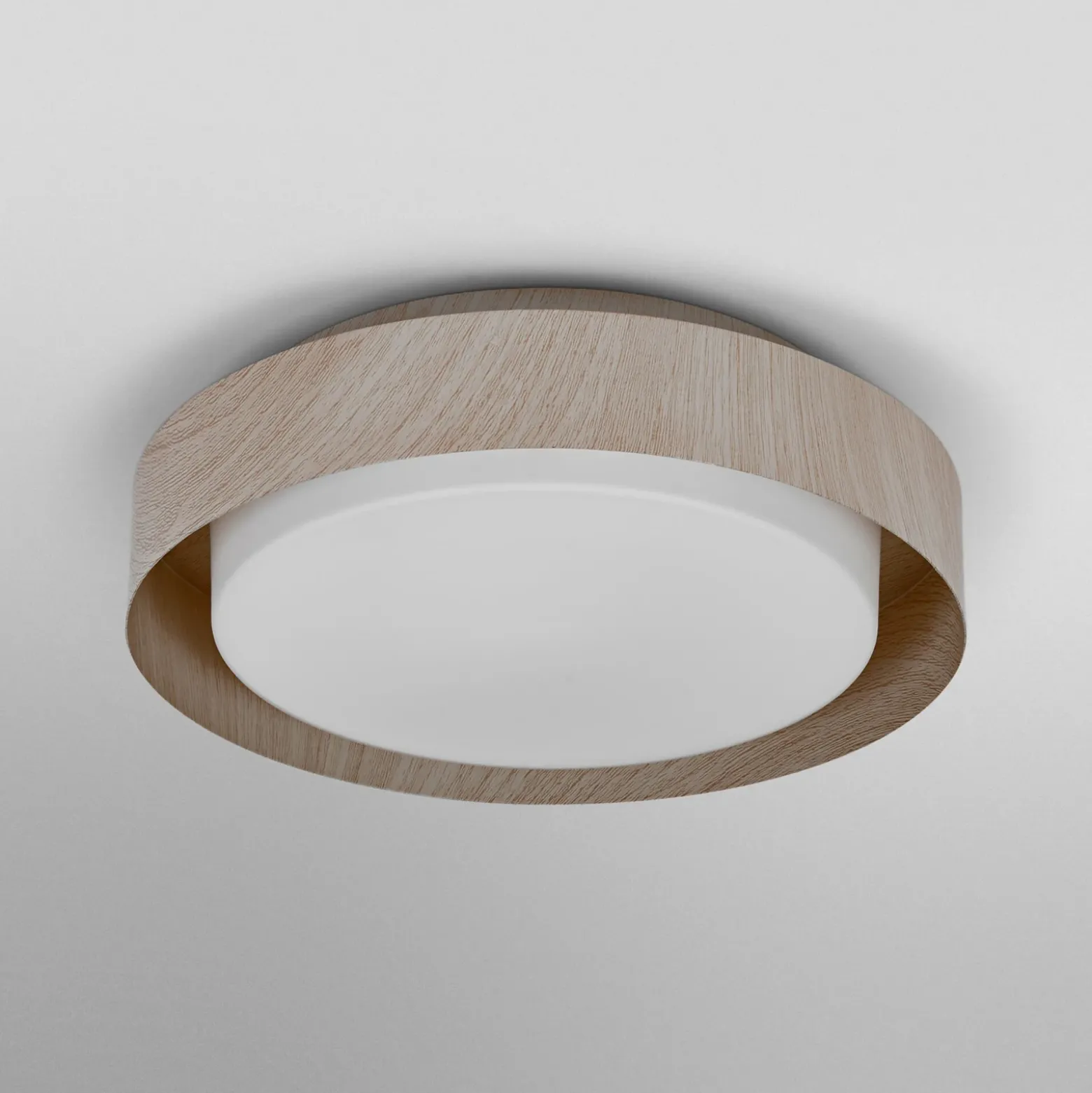Plafón OSRAM ORBIS MADRID, madera, Ø 29 cm, metal/vidrio