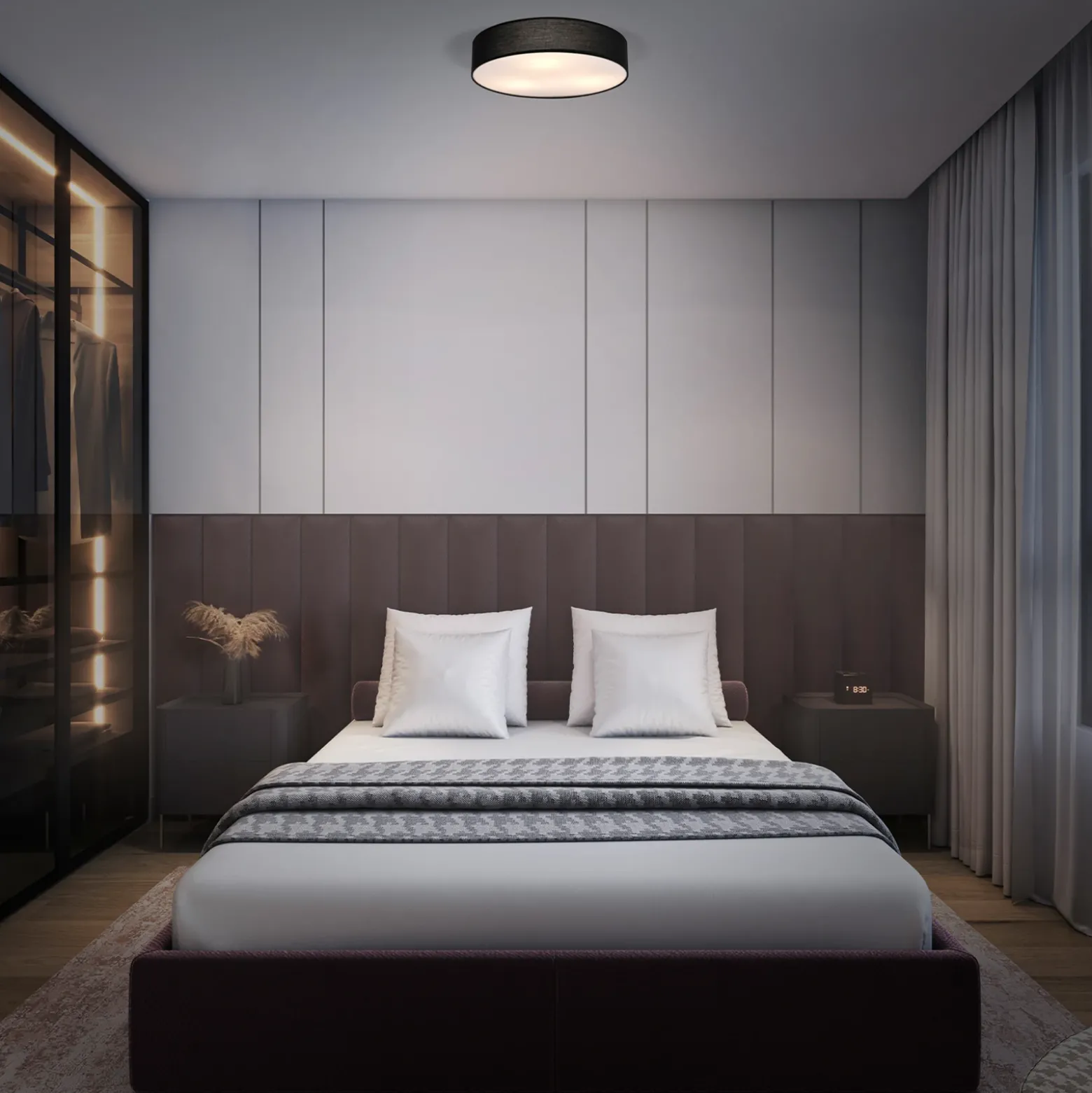 Plafón OSRAM ORBIS PARIS, negro, Ø 40 cm, textil E27
