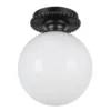 Plafón Otis, negro/ópal, Ø 20 cm, cristal, IP44, E27