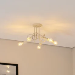 Plafón Oxford, arena, Ø 47 cm, metal, 5 luces, E27