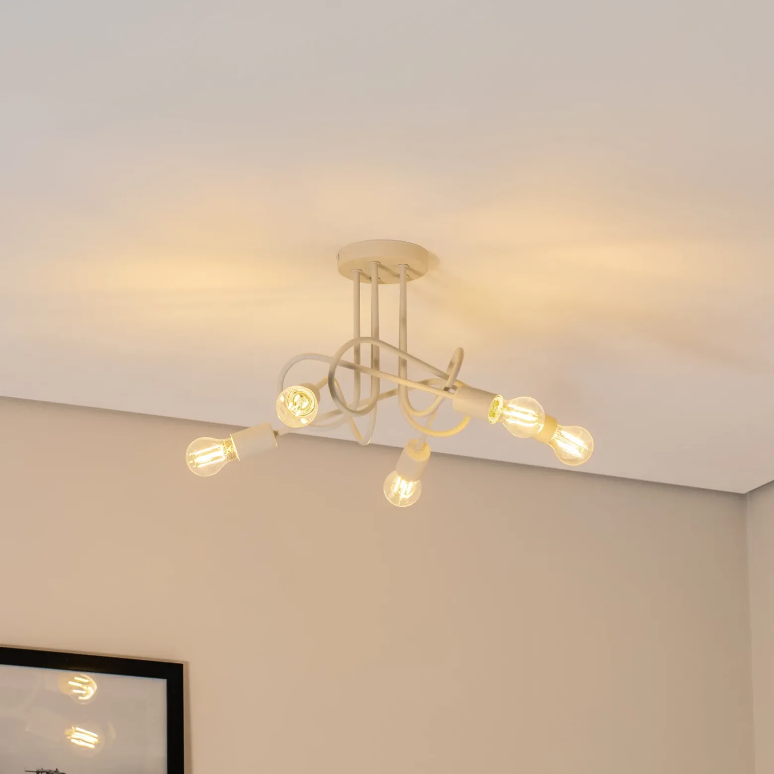 Plafón Oxford, arena, Ø 47 cm, metal, 5 luces, E27