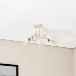 Plafón Oxford, arena, Ø 47 cm, metal, 5 luces, E27