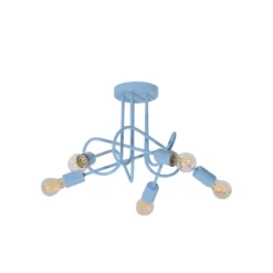 Plafón Oxford, azul claro, Ø 47 cm, metal, 5 luces